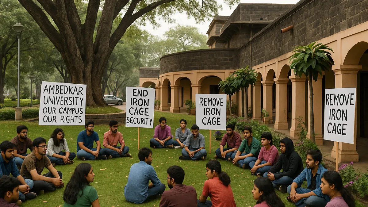 Delhi: Ambedkar University student protest enters 7th day over 'iron cage' security restrictions